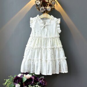 Girls Star Printing Sleeveless Lace Summer Dress