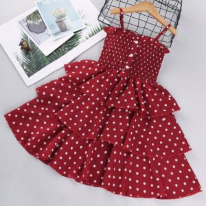 Girls Fashion Polka Dot Flounced Slip Dress