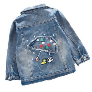 Girls Fashion Umbrella Pattern Denim Jacket