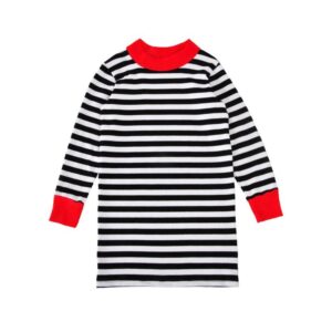Girls Round Neck Striped Dress