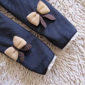Girls Bowknot Decor Short Plush Pants