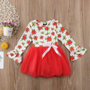 Sweet Girl Flower Flare Sleeves Dress