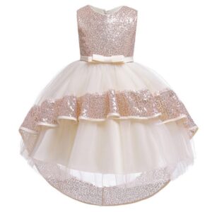 Pretty Girl Sequin Design Irregular Princes Party Dress