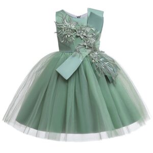 Elegant Girl Pure Color Flower Design Tutu Party Dress