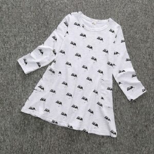 Girl Cartoon Mouse Print Long Sleeves Casual Dress