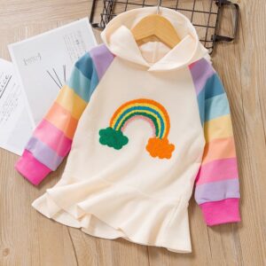 Sweet Girl Rainbow Design Hooded Dress