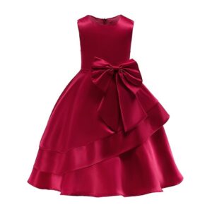 Girls Sleeveless Solid Color Elegant Princess Party Dress