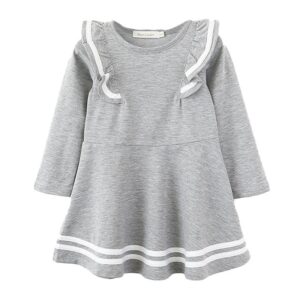 Simple Style Girls Long Sleeves Stripe Printed Casual Dress