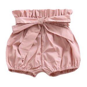 New Arrived Girls Cotton Lace Up Bowknot Solid Color And Floral Printed Casual Shorts