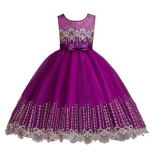 Girls Round Neck Lace Design embroidered Tutu Dress