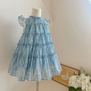 Kids Toddler Girls Casual Cute Mesh Fluttering Sleeve Dress