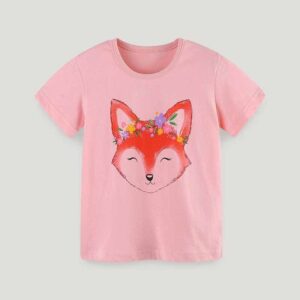 Kids Toddler Girls Casual Cute Cartoon Print Short Sleeve Round Neck T-Shirt