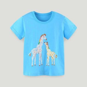 Kids Toddler Boys Girls Casual Cute Cartoon Print Short Sleeve Round Neck T-Shirt