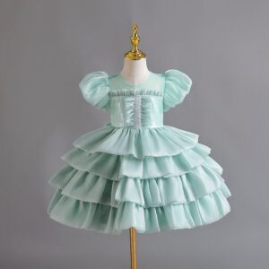 Kids Toddler Girls Sequins Mesh Puff Sleeve Party Tutu Princess Dress