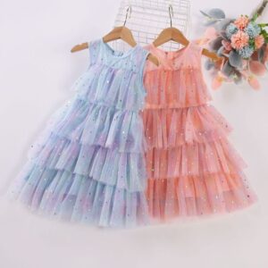 Kids Toddler Girls Cute Sequins Mesh Sleeveless Party Tutu Princess Dress