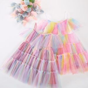 Kids Toddler Girls Cute Multicolor Mesh Cami Party Tutu Princess Dress