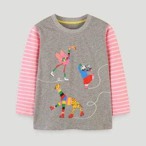 Kids Toddler Boys Casual Cartoon Print Long Sleeve Round Neck T-Shirt