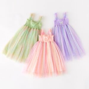 Kids Toddler Girls Cute Gradient Color Mesh Sleeveless Party Tutu Princess Dress