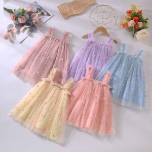 Kids Toddler Girls Cute Tiny Flower Mesh Sleeveless Party Tutu Princess Dress