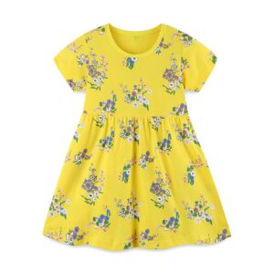 Kids Toddler Girls Summer Casual Cute Tiny Flower Print Short Sleeve Round Neck Dress