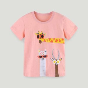 Kids Toddler Boys Girls Casual Cute Cartoon Print Short Sleeve Round Neck T-Shirt