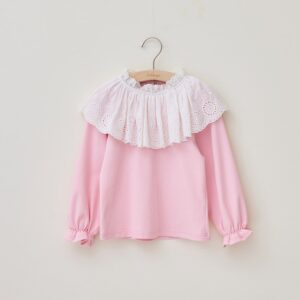 Girls Cute Lace Ruffle Long Sleeve Shirt