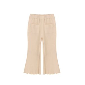 Girls Casual Solid Color Stretch Flared Pants