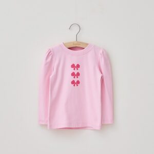 Girls Casual Bow Printed Long Sleeve T-Shirt