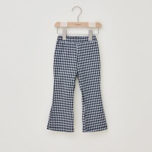 Girls Casual Black White Plaid Flared Pants