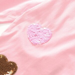 Girls Fashion Heart Shaped Sequin Long Sleeve Top And Mesh Skirt Set