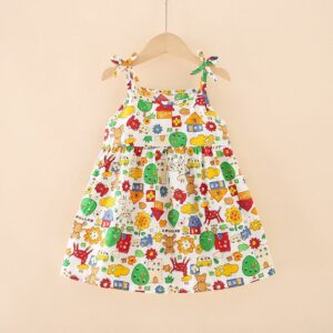 Kids Toddler Girls Casual Cute Cartoon Print Sleeveless Cami Dress