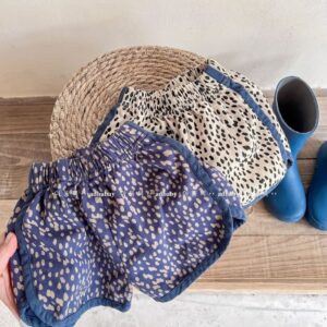 Kids Girls Casual Leopard All Over Print Elastic Waist Loose Shorts