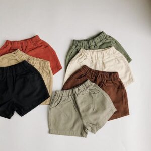 Kids Basic Solid Color Elastic Waist Shorts