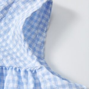 Kids Toddler Girls Casual Cute Cartoon Plaid Print Sleeveless Round Neck Dress