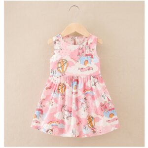 Kids Toddler Girls Casual Cute Cartoon Print Sleeveless Round Neck Dress