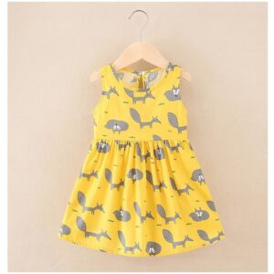 Kids Toddler Girls Casual Cute Cartoon Print Sleeveless Round Neck Dress