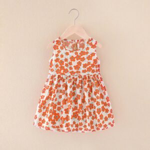 Kids Toddler Big Girls Casual Cute Floral Sleeveless Round Neck Dress