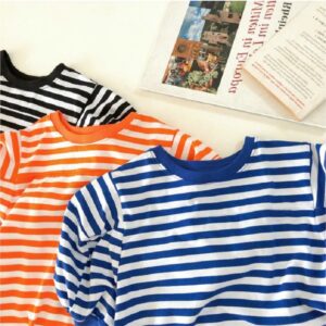 Kids Girls Casual Round Neck Short Sleeve Striped T-Shirt dress