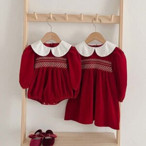 Kids Baby Toddler Girls Casual Cute Long Sleeve Round Neck Romper Dress