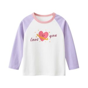 Kids Toddler Big Girls Casual Cute Cartoon Letters Print Long Sleeve Round Neck T-Shirt