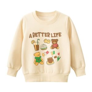 Kids Toddler Big Girls Casual Cute Cartoon Letters Print Long Sleeve Round Neck Fleece Sweatshirts