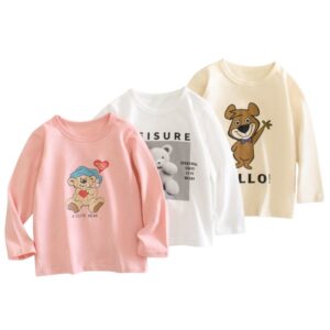 Kids Toddler Girls Casual Cute Versatile Cartoon Letters Print Long Sleeve Round Neck T-Shirt