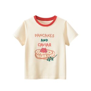 Kids Toddler Big Girls Casual Cute Versatile Cartoon Letters Print Short Sleeve Round Neck T-Shirt