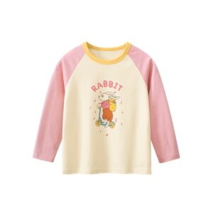 Kids Toddler Big Girls Casual Cute Cartoon Rabbit Letter Print Long Sleeve Round Neck T-Shirt