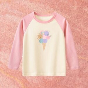 Kids Toddler Big Girls Casual Cute Cartoon Print Long Sleeve Round Neck T-Shirt