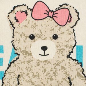 Kids Toddler Big Girls Casual Cute Cartoon Bear Letters Print Long Sleeve Round Neck T-Shirt