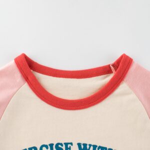 Kids Toddler Big Girls Casual Cute Cartoon Bear Letters Print Long Sleeve Round Neck T-Shirt