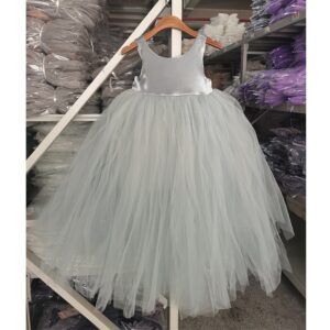 Kids Toddler Big Girls Cute Basic Solid Color Sleeveless Backless U Neck Mesh Tutu Princess Dress