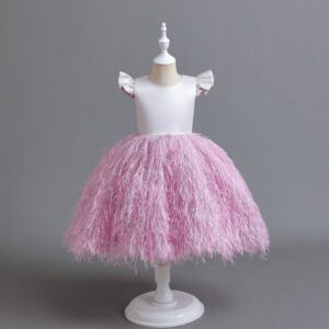 Kids Toddler Girls Fashion Party Raglan Sleeve Round Neck Tutu Princess Dress