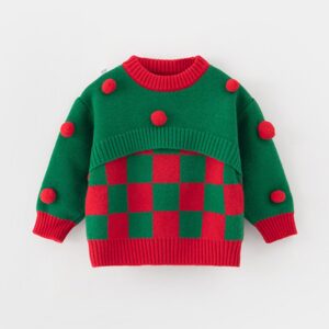 Kids Toddler Girls Casual Party Christmas Fur Ball Long Sleeve Round Neck Knitwear Sweater Party Tutu Dress Sets